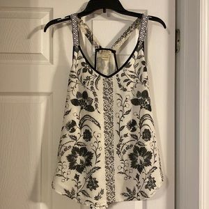 Lucky Brand Black and White Floral Flowy Tank Top